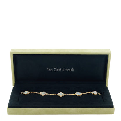 Van Cleef & Arpels 18K Yellow Gold Mother of Pearl 5 Motifs Vintage Alhambra Bracelet 5 of 5