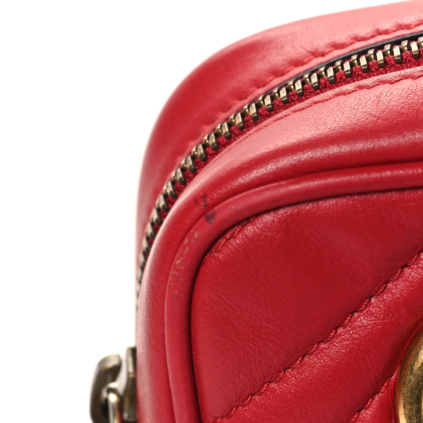 Calfskin Matelasse Mini GG Marmont Crossbody Bag Hibiscus Red