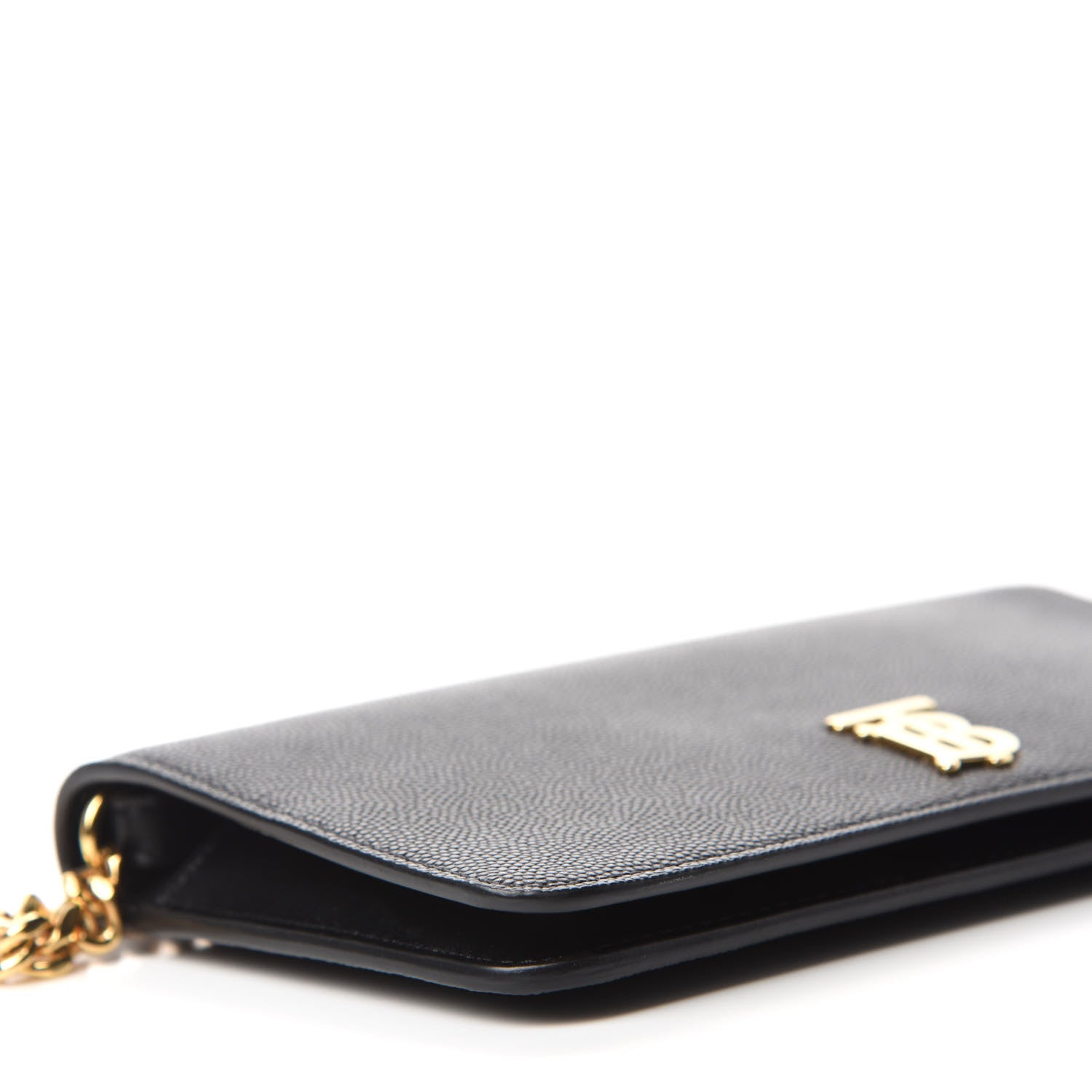 Burberry Grainy Calfskin Rowe TB Phone Wallet On Chain Black 6 of 11