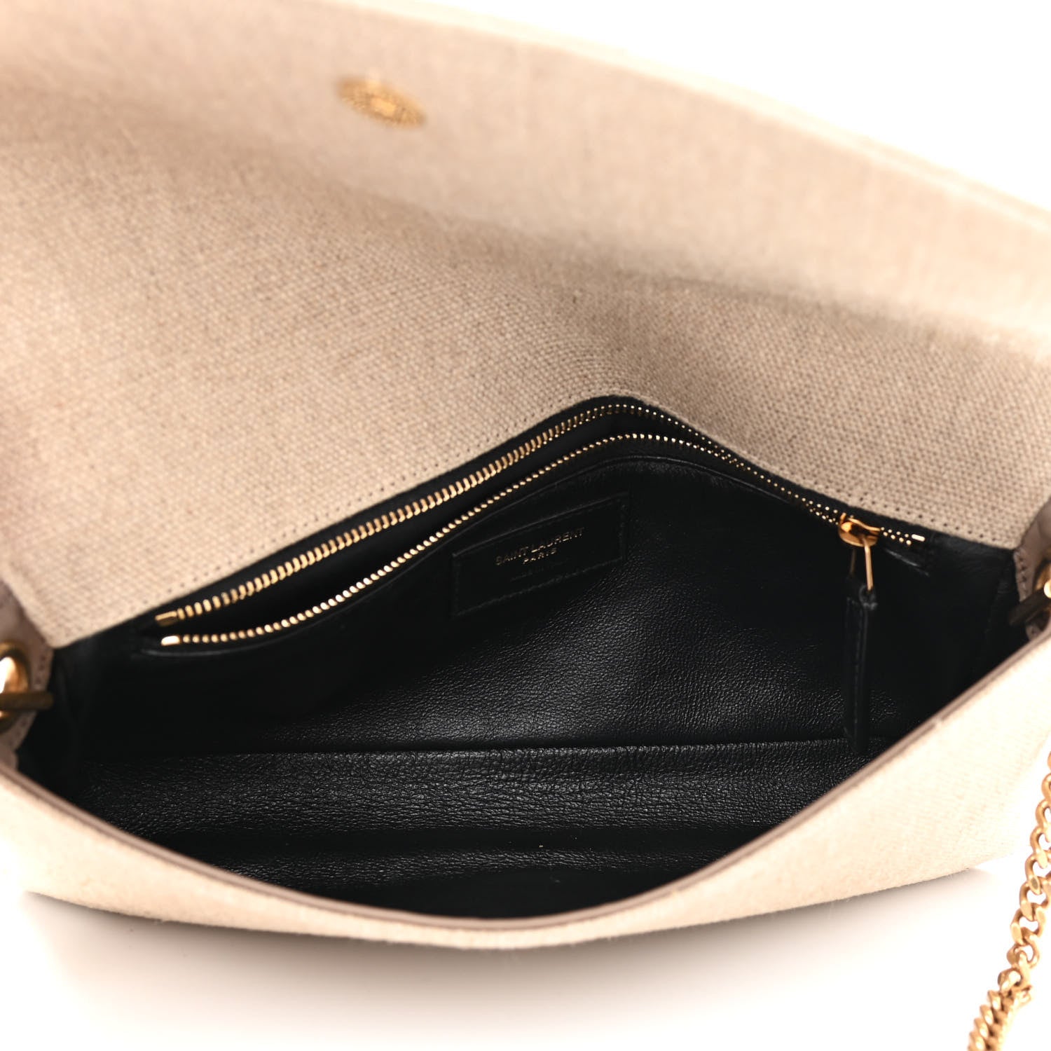 Saint Laurent Calfskin Linen Monogram Kate 99 Natural 5 of 10