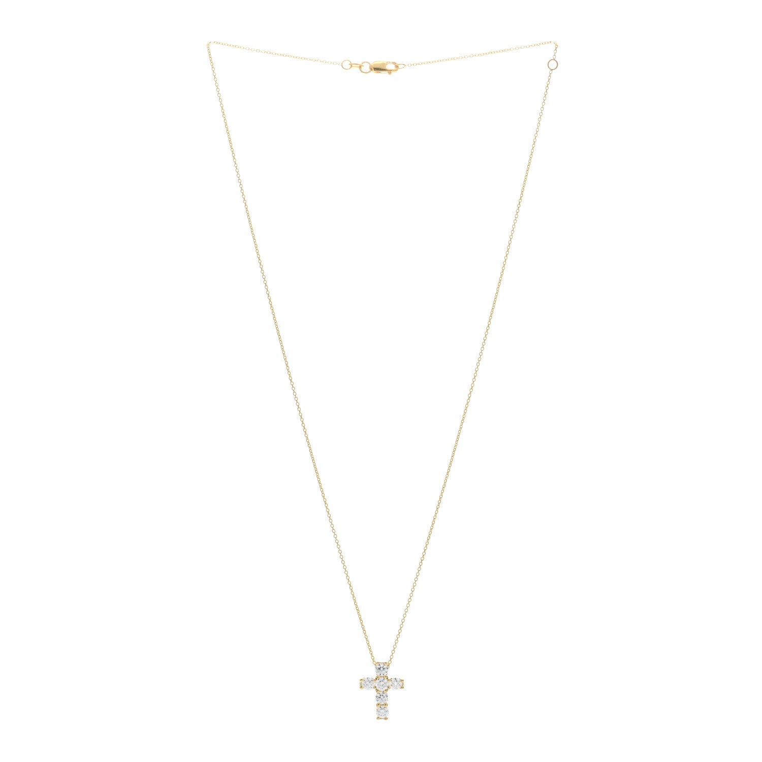 Roberto Coin ROBERTO COIN 18K Yellow Gold Diamond Tiny Treasures Square Cross Pendant Necklace 3 of 5