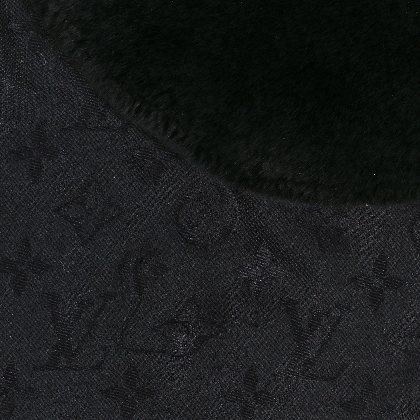 Silk Wool Rabbit Fur Flowergram Shawl Black