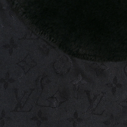 Louis Vuitton Silk Wool Rabbit Fur Flowergram Shawl Black 4 of 4