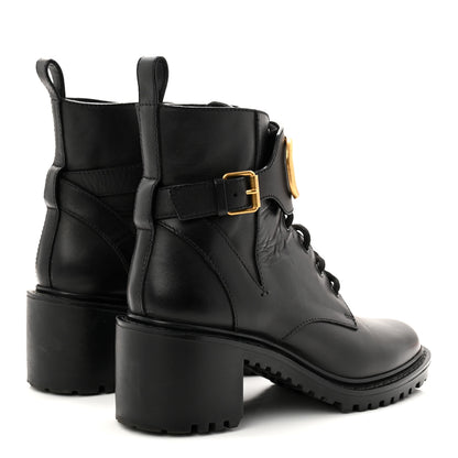 Valentino Garavani Calfskin Womens VLOGO 70mm Combat Boots 37.5 Black 5 of 10