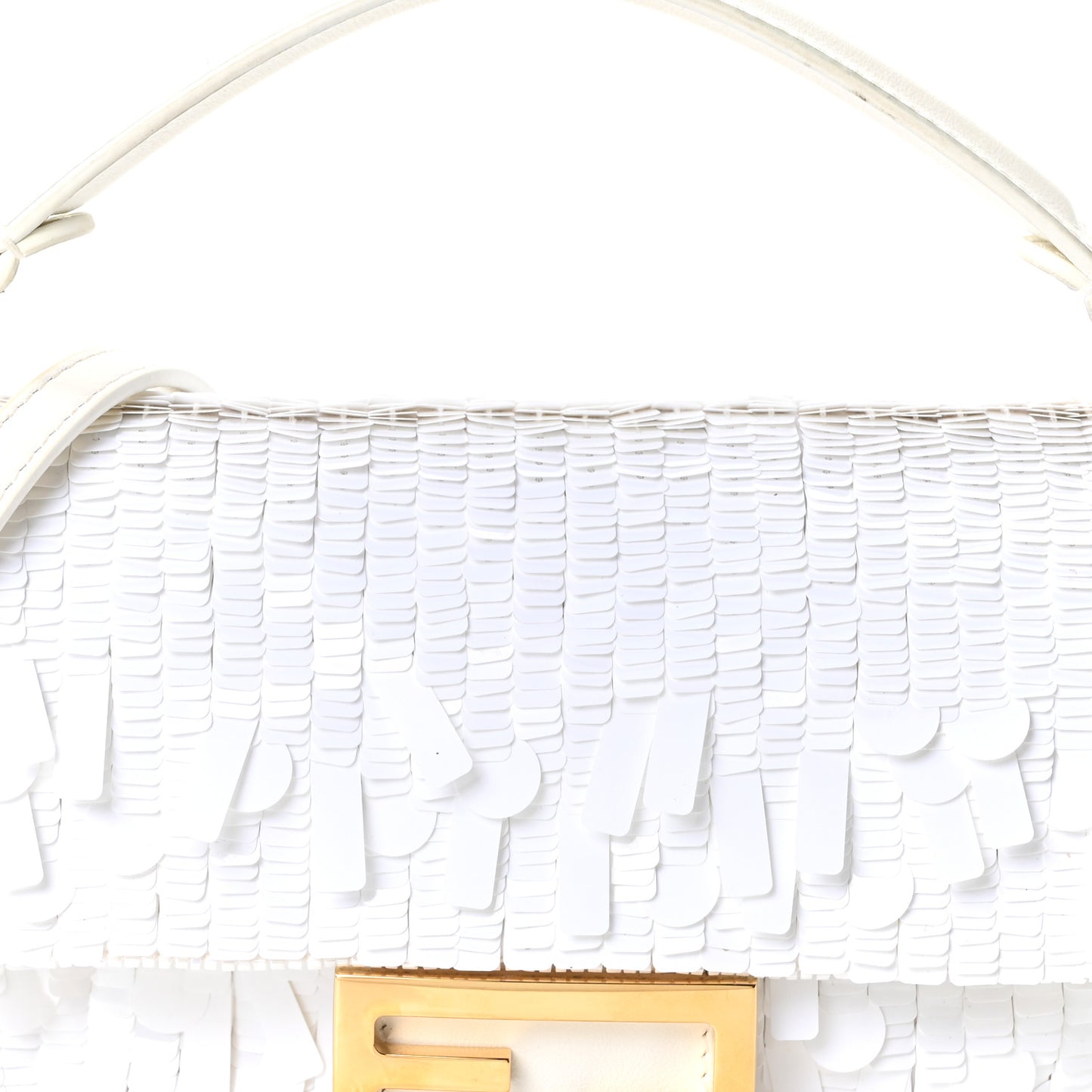 Sequin Paillettes Vitello Grace Sex and the City Mini Baguette White
