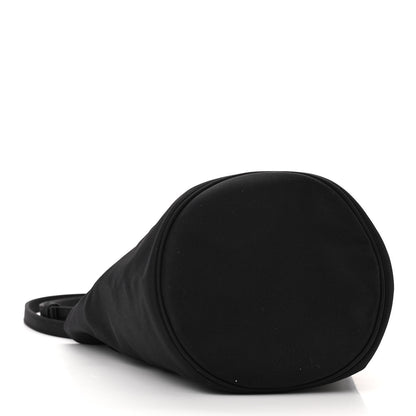 Balenciaga Recycled Sport Nylon Logo Embroidered Wheel Drawstring Bucket Bag Black White 4 of 10