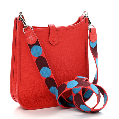 Hermes Taurillon Maurice Flipperball Sangle Evelyne TPM Rouge De Coeur Bleu Frida 3 of 12