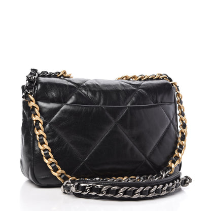 Chanel Goatskin Quilted Medium 19 Flap Black 3 of 11