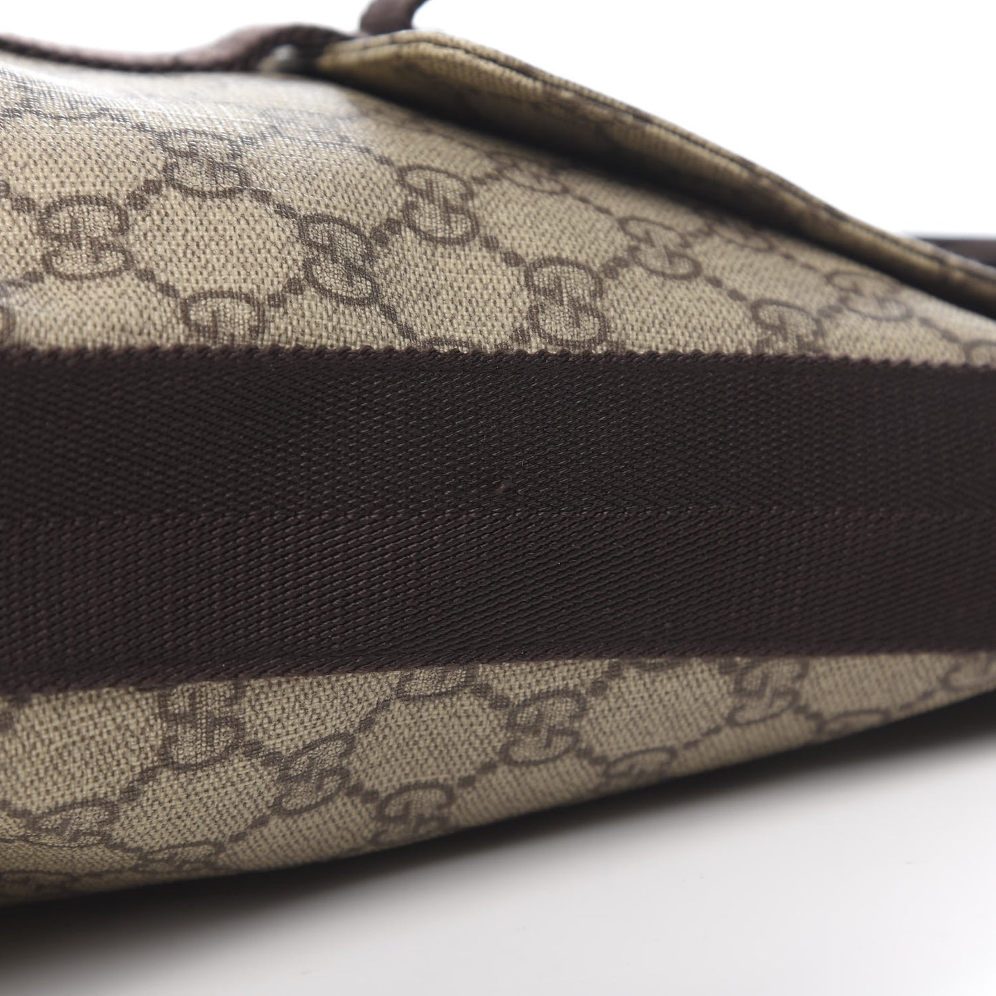 GG Plus Monogram Large Double Buckle Flap Messenger Bag Beige Dark Brown