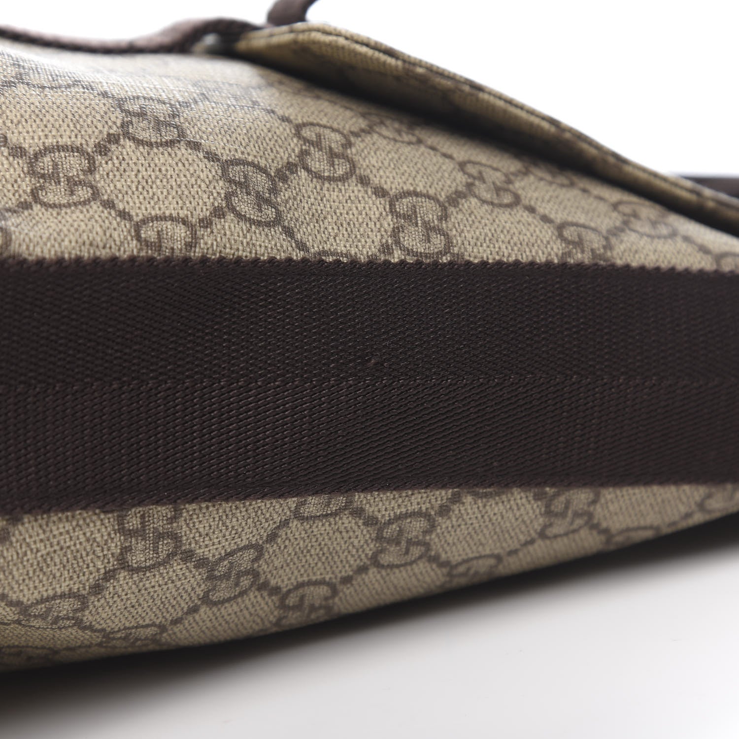 Gucci GG Plus Monogram Large Double Buckle Flap Messenger Bag Beige Dark Brown 10 of 11