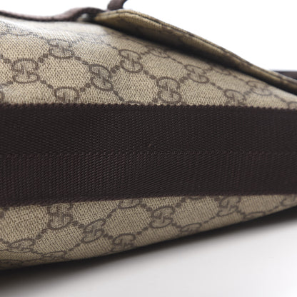 Gucci GG Plus Monogram Large Double Buckle Flap Messenger Bag Beige Dark Brown 10 of 11