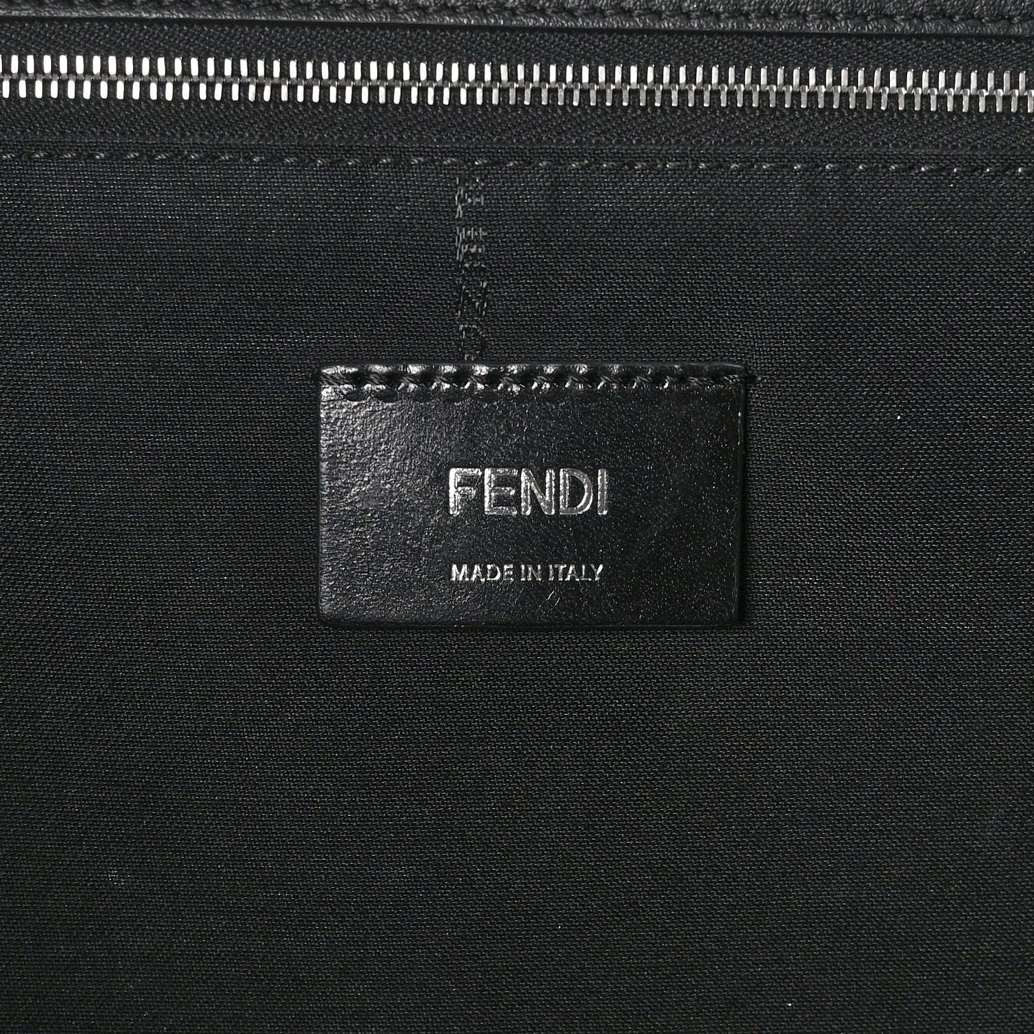Fendi Glazed Fabric Vitello Liberty FF 1974 Diagonal East West Shopper Tote Tobacco Moresco Black 6 of 10