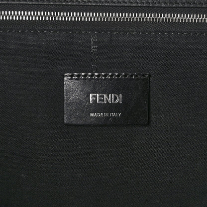Fendi Glazed Fabric Vitello Liberty FF 1974 Diagonal East West Shopper Tote Tobacco Moresco Black 6 of 10