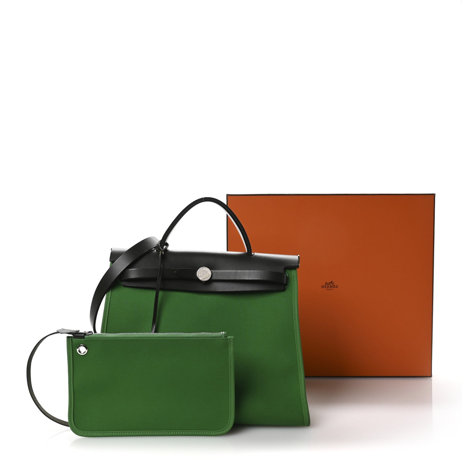 Hermes Vache Hunter Toile Herbag Zip 31 PM Cactus Bleu Indigo 12 of 12