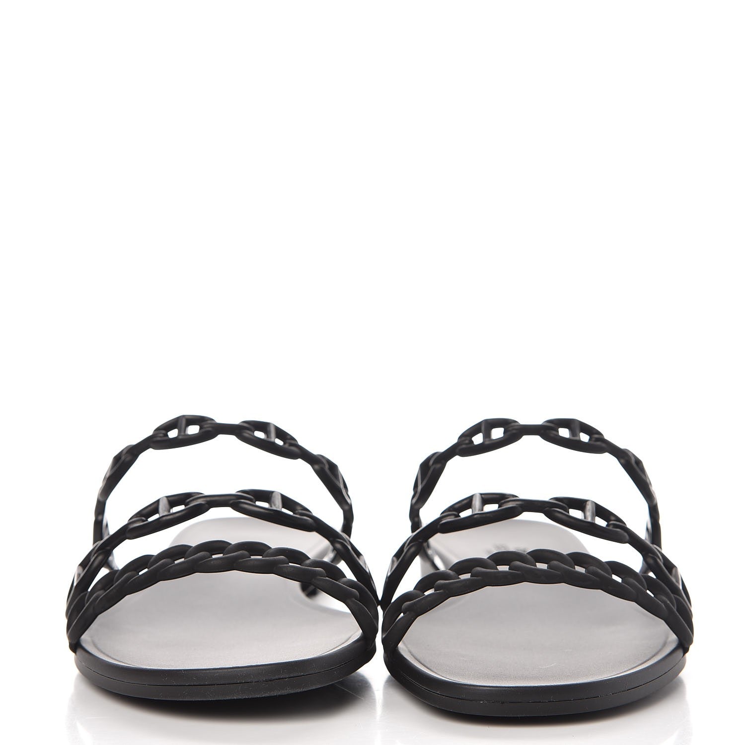 Hermes Rubber Chaine d'Ancre Rivage Sandals 38 Black 2 of 8