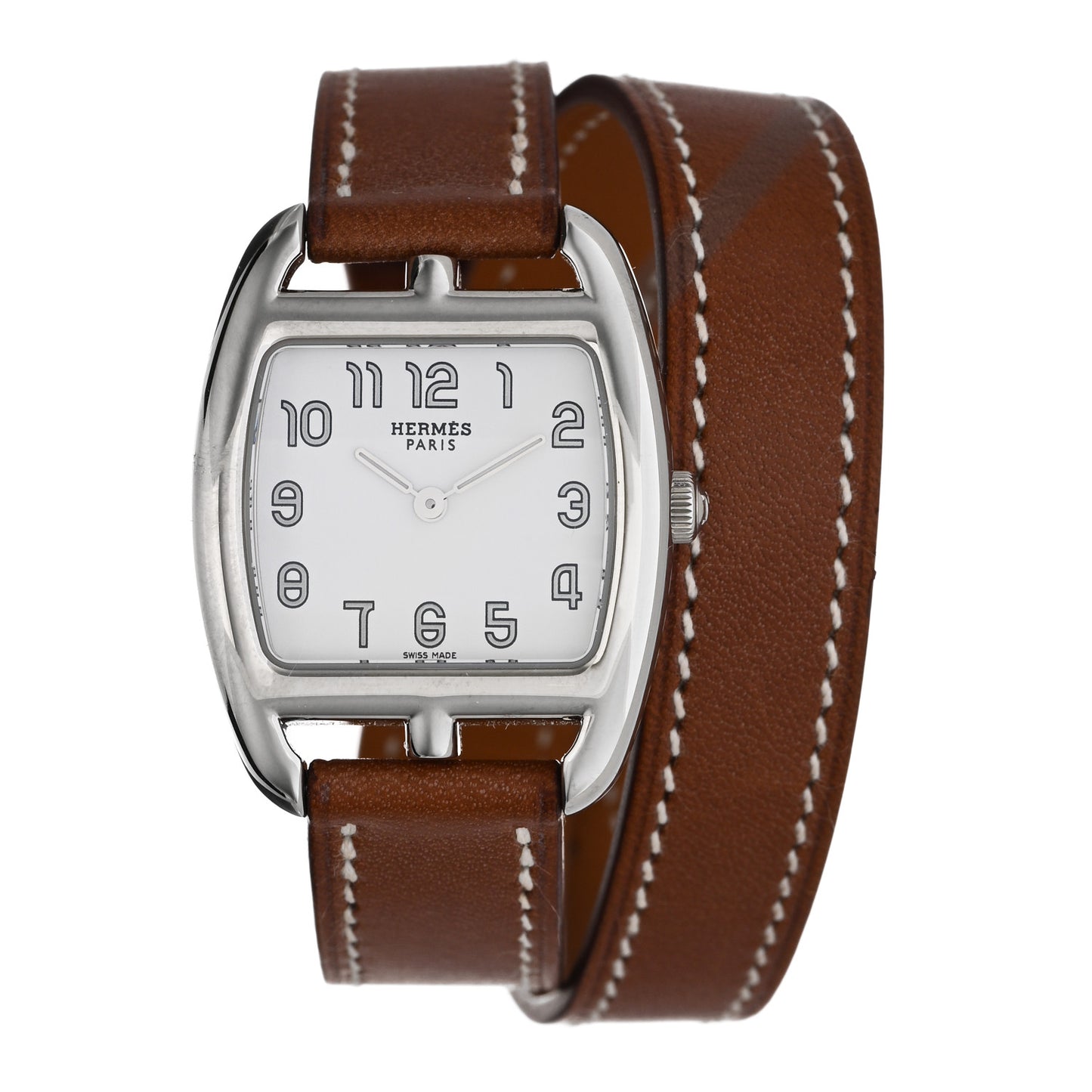 Stainless Steel Barenia 26mm Cape Cod Tonneau Double Tour Quartz Watch Fauve