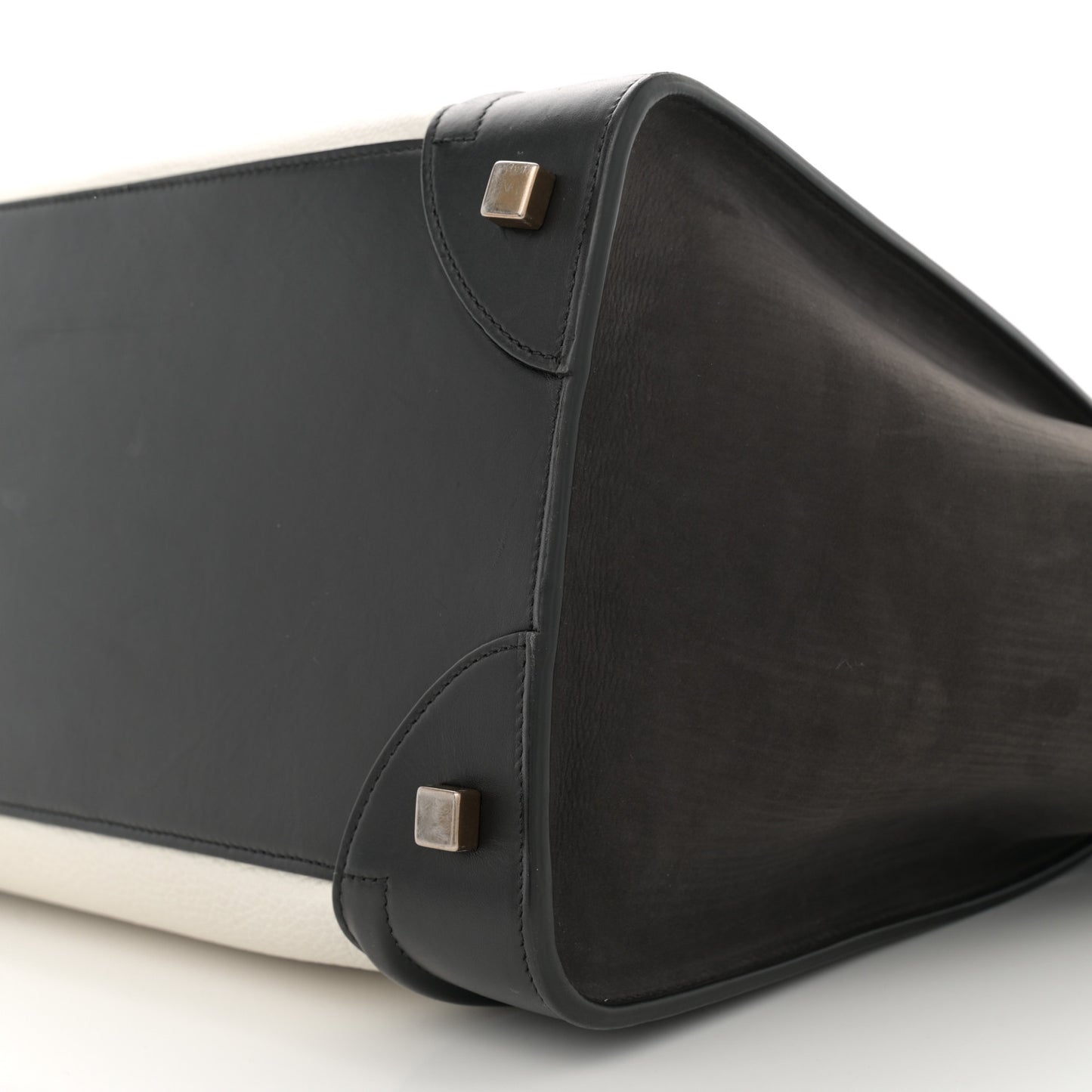 Nubuck Drummed Calfskin Mini Bi-Color Luggage Black White