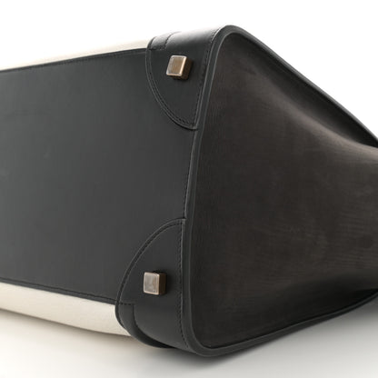 Celine Nubuck Drummed Calfskin Mini Bi-Color Luggage Black White 10 of 11