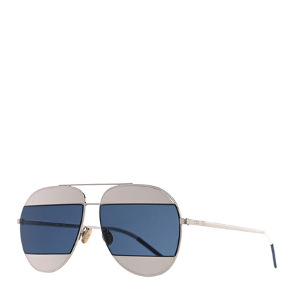 Christian Dior Metal Split 1 Aviator Sunglasses Blue Grey 1 of 7
