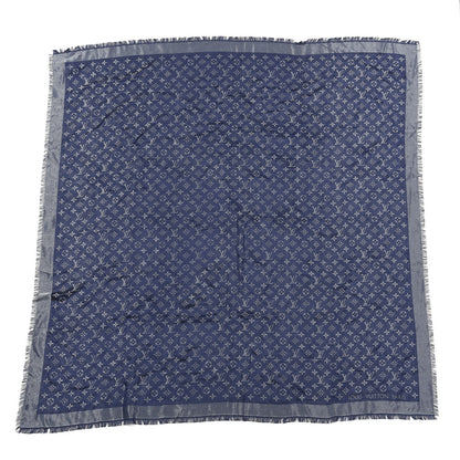 Louis Vuitton Wool Silk Monogram Shawl Blue Nuit 1 of 5