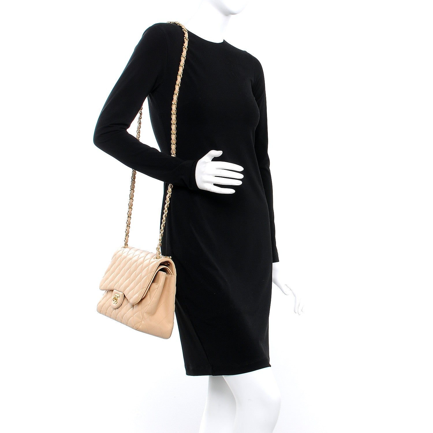 Chanel Lambskin Quilted Jumbo Double Flap Beige 2 of 10