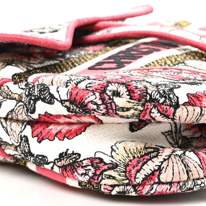 Christian Dior Canvas Embroidered Butterfly Print Saddle Bag Pink Multicolor 9 of 10