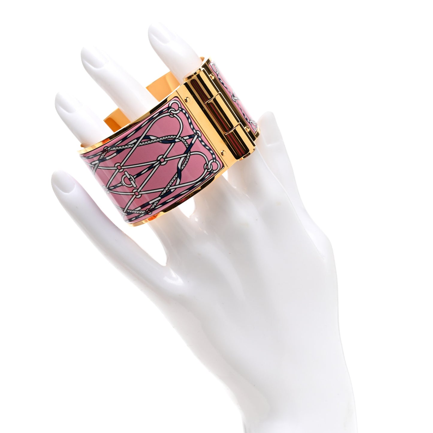 Enamel Printed Cuirs Marins Wide Hinged Bracelet L Quadrichromie