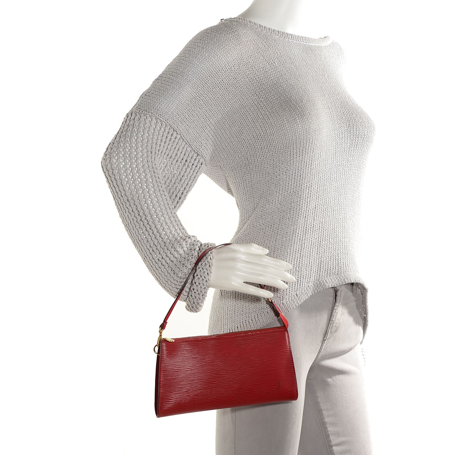 Louis Vuitton Epi Pochette Accessories 24 Castillan Red 2 of 7