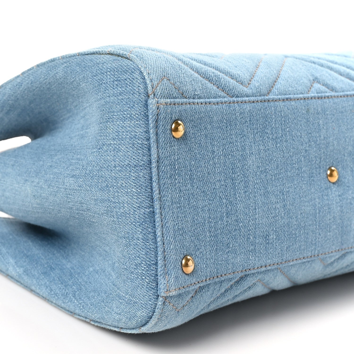 Gucci Denim Matelasse Small Pearly GG Marmont Tote Blue 9 of 10
