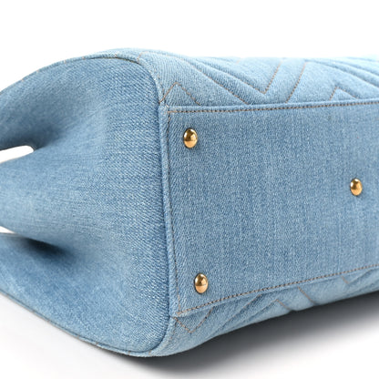 Gucci Denim Matelasse Small Pearly GG Marmont Tote Blue 9 of 10