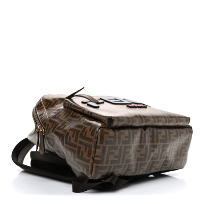 Fendi X FILA Glazed Fabric Vitello Century FF 1974 Mania Pouch Pocket Backpack Mogano Panna Blueberry 4 of 10