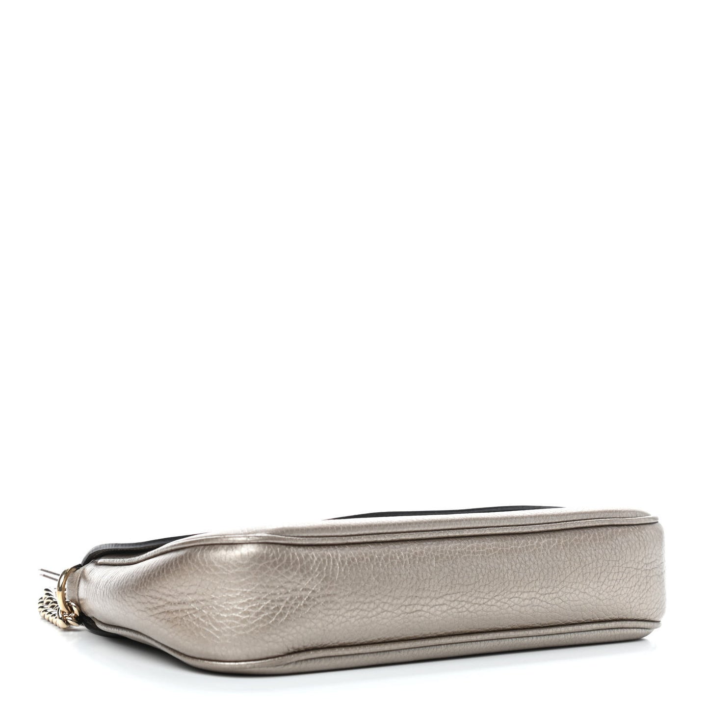 Metallic Pebbled Calfskin Medium Soho Flap Crossbody Golden Beige