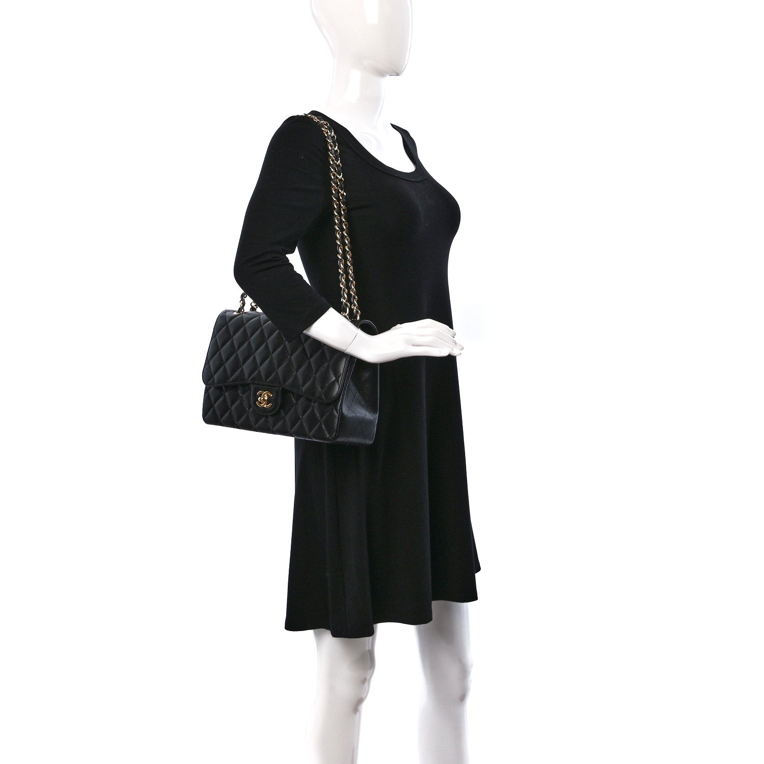 Chanel Caviar Quilted Jumbo Double Flap Black 2 of 9