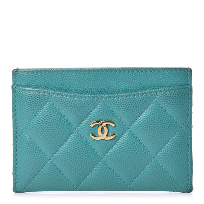 Chanel Caviar Quilted Card Holder Turquoise 1 of 12