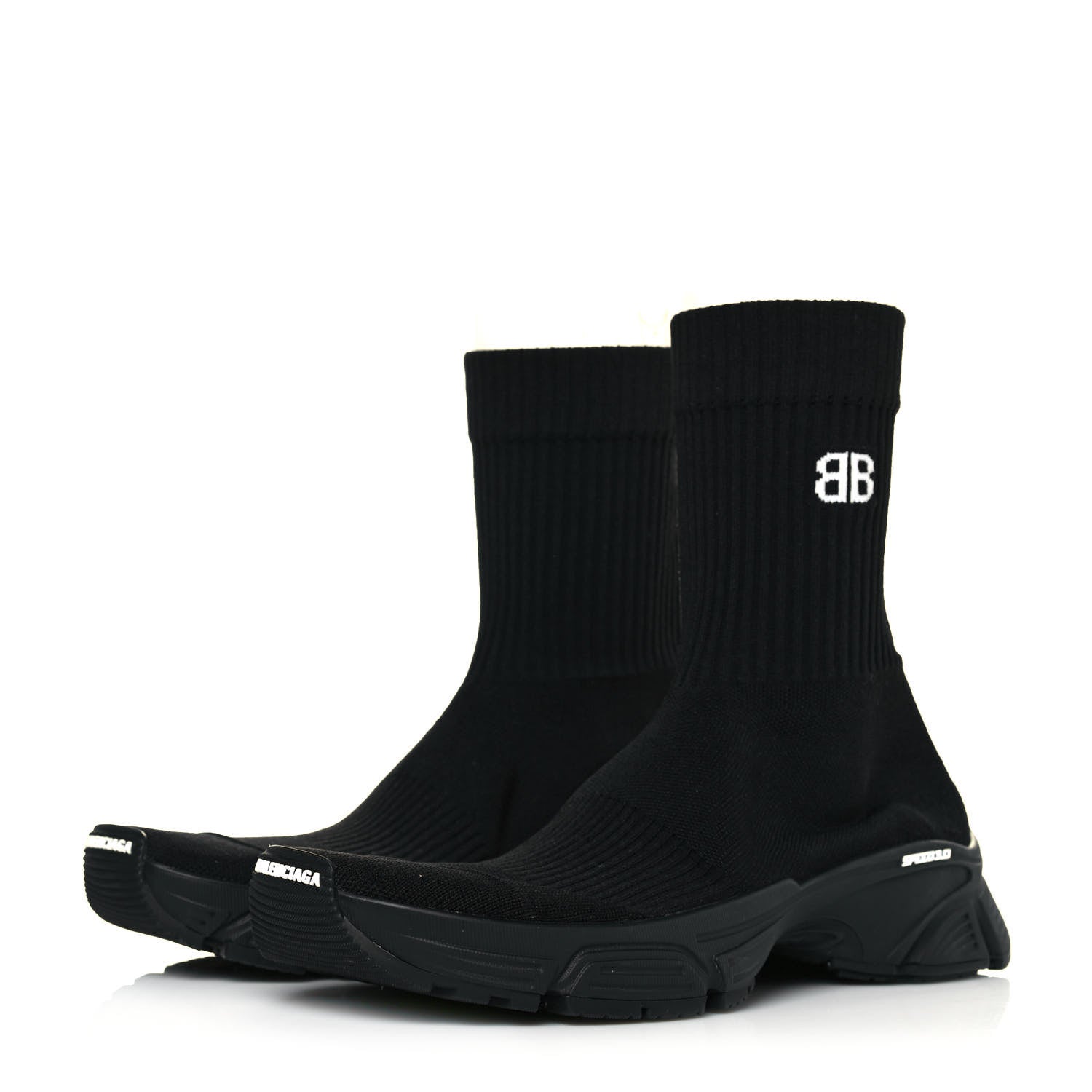 Balenciaga Technical Ribbed 3D Recycled Knit Womens Speed 3.0 Sneakers 39 Monocolor Black 3 of 7