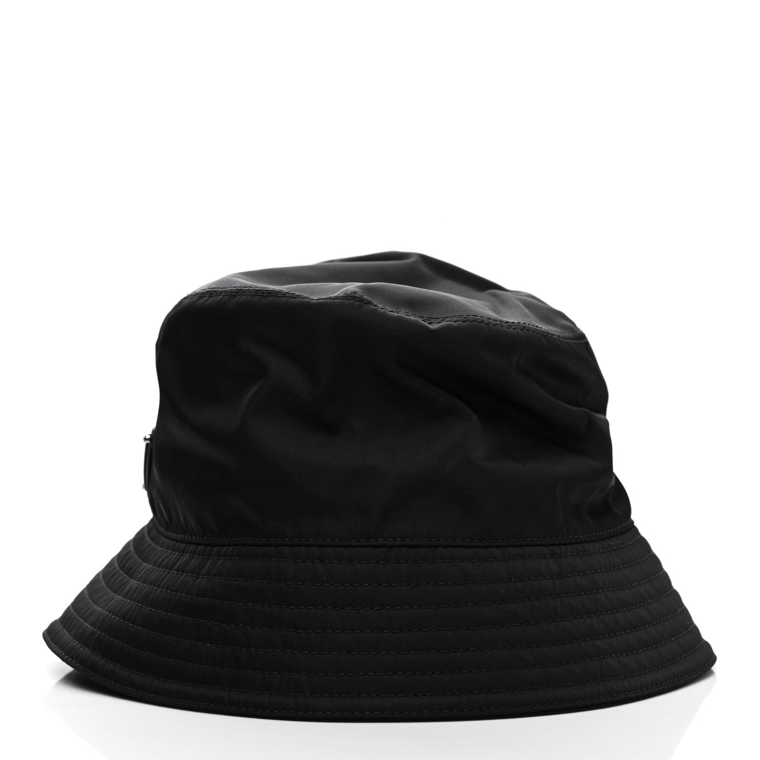Prada Re-Nylon Metal Triangle Logo Womens Bucket Hat M Black 3 of 8