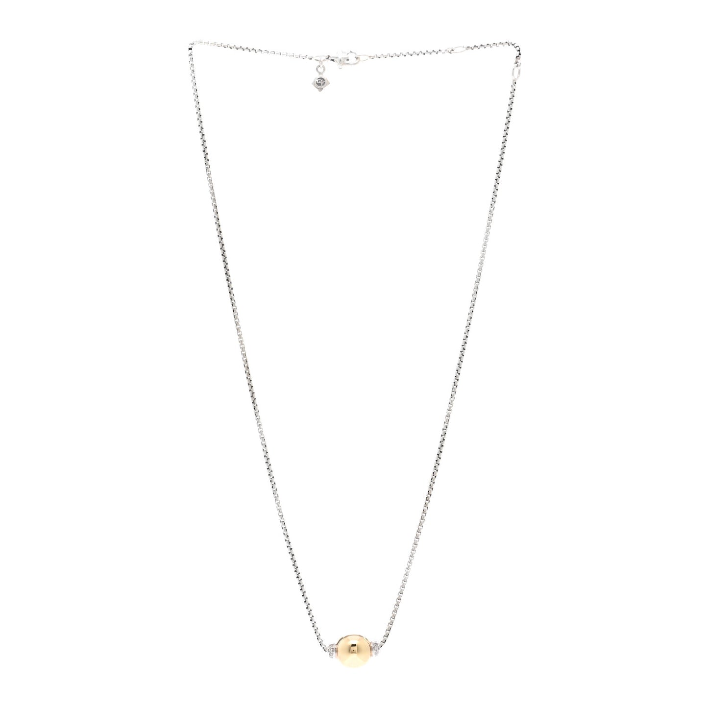 Sterling Silver 18K Yellow Gold Diamond 10mm Solari Pendant Necklace