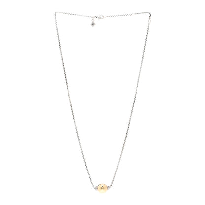 David Yurman Sterling Silver 18K Yellow Gold Diamond 10mm Solari Pendant Necklace 3 of 5