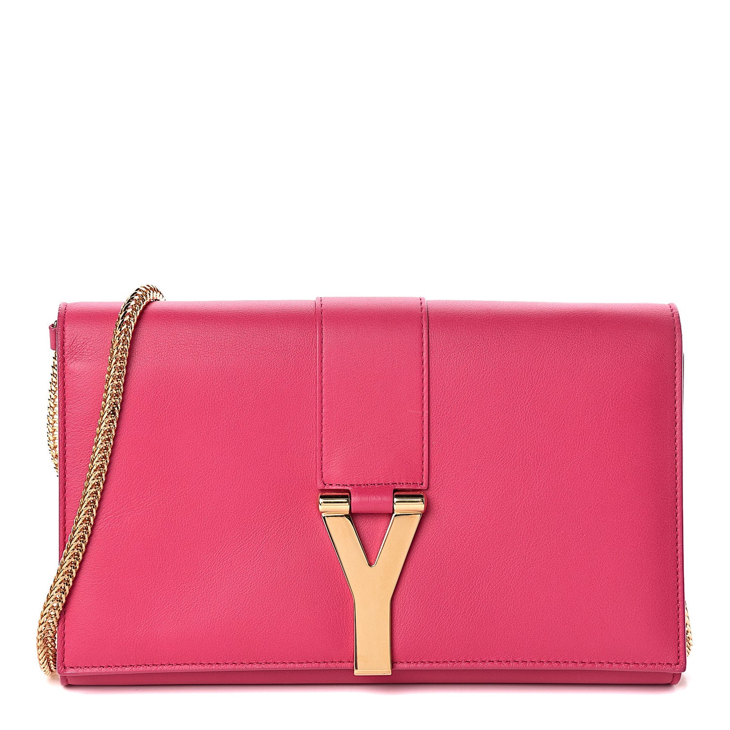 Calfskin Classic Y Ligne Chain Wallet Bubblegum