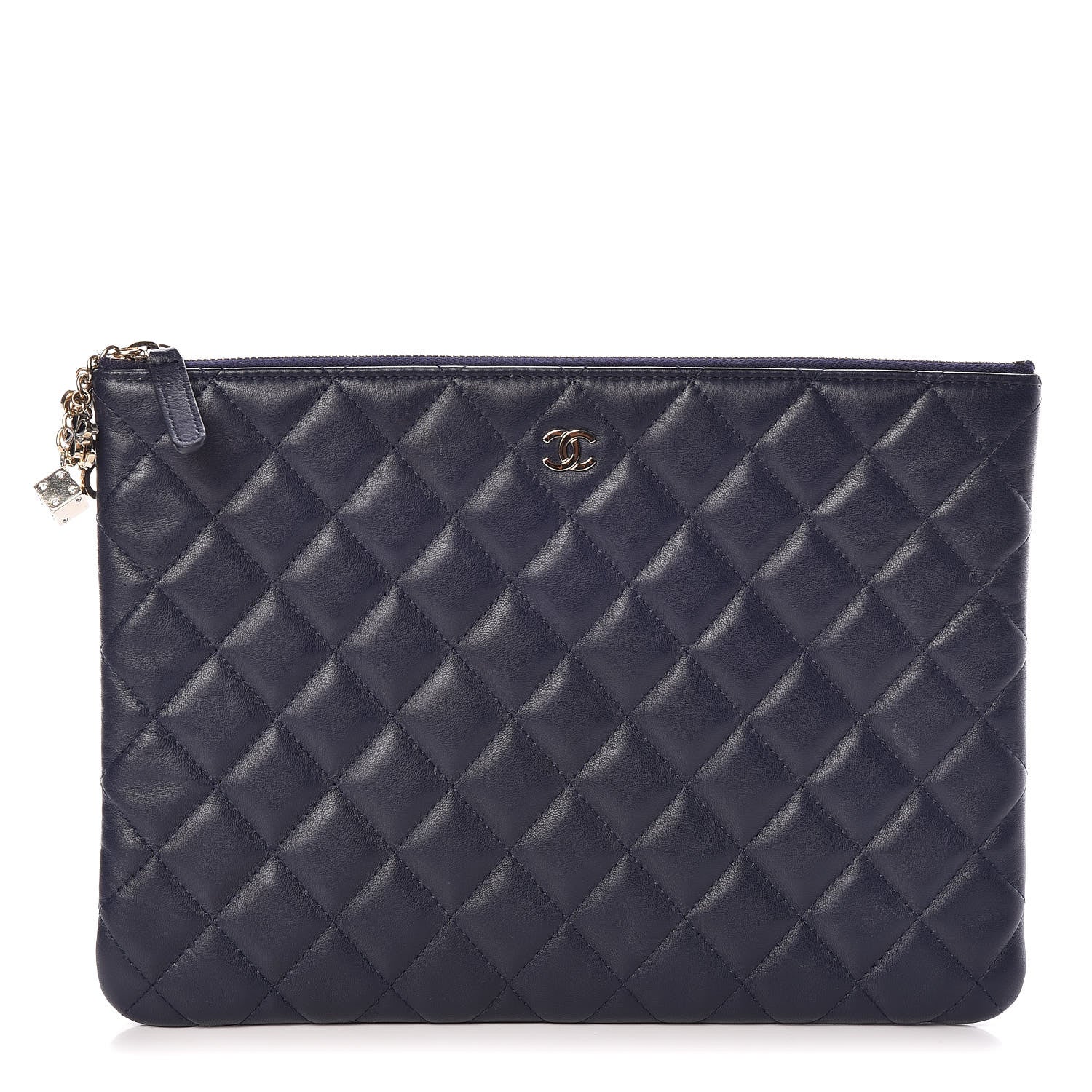 Chanel Lambskin Quilted Medium Casino Beauty CC Cosmetic Case Navy 1 of 9