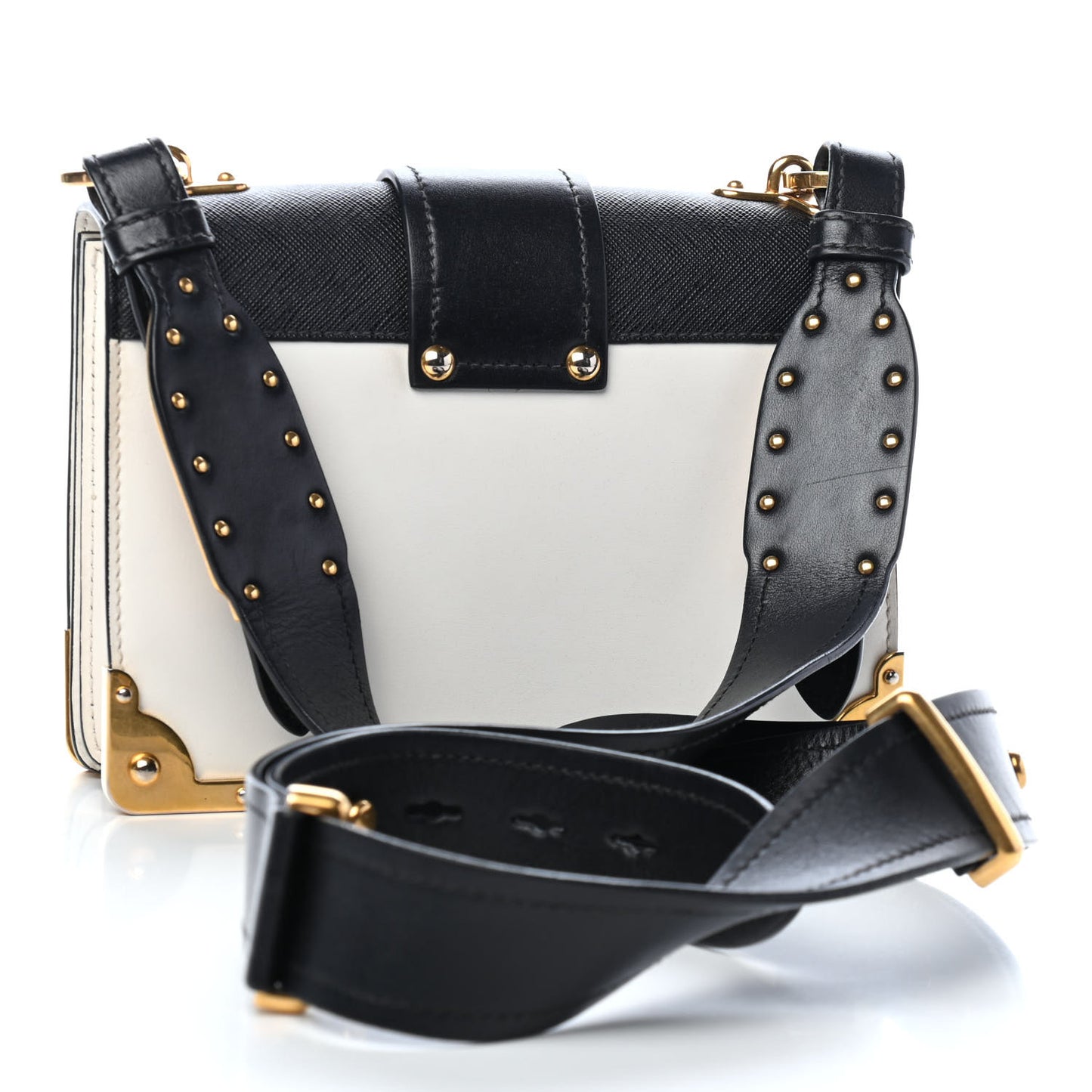 City Calf Saffiano Cahier Bag White Black