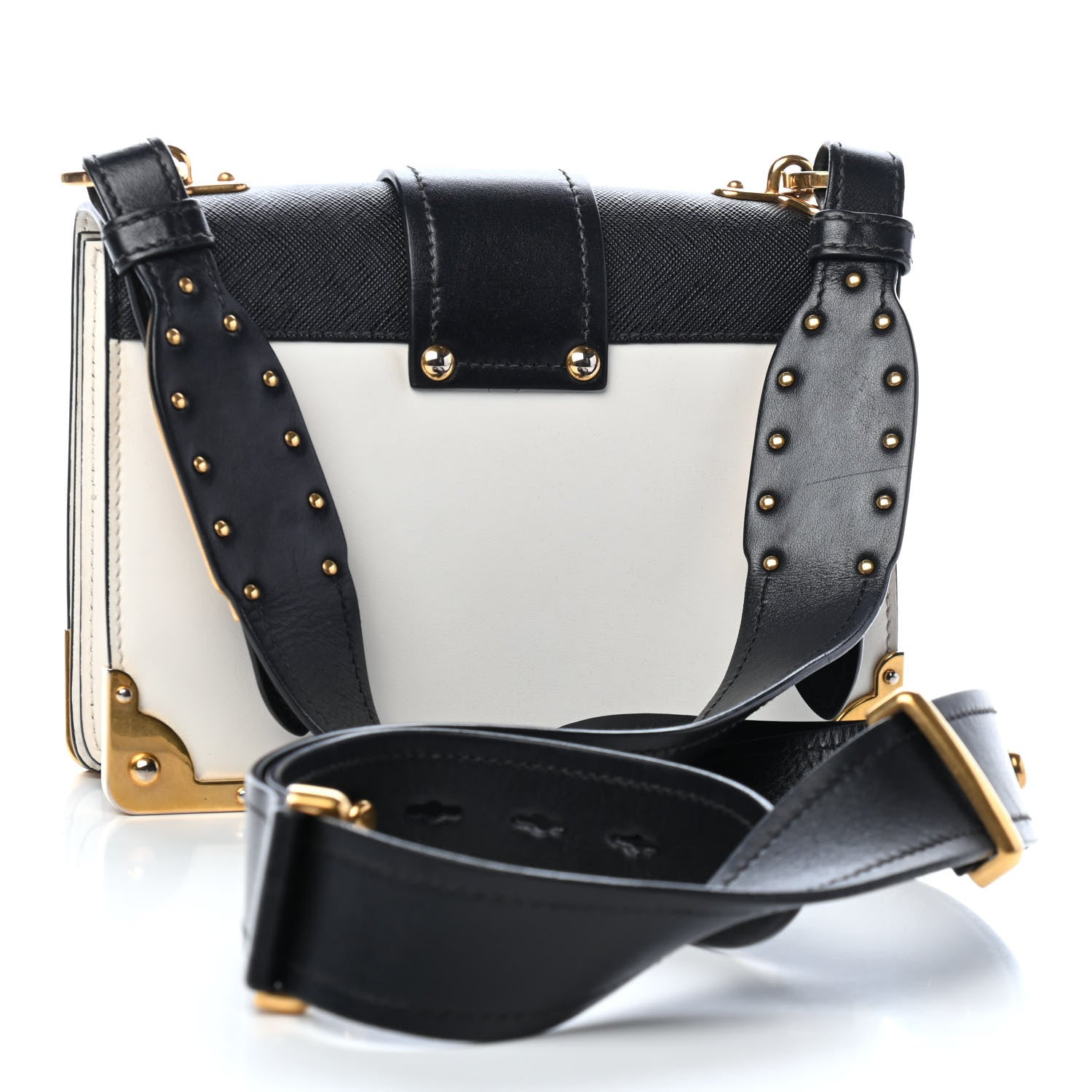 Prada City Calf Saffiano Cahier Bag White Black 3 of 9