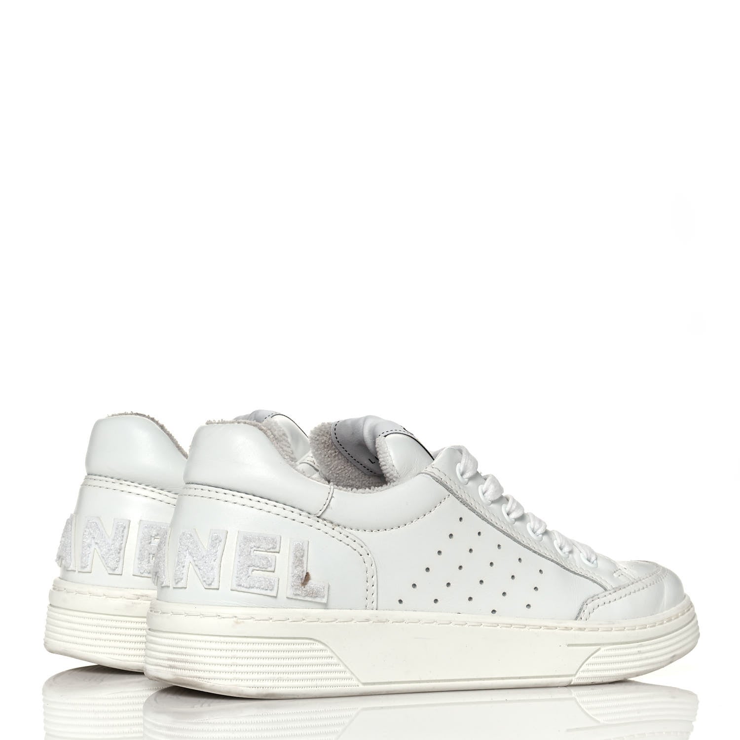 Chanel Calfskin Womens Logo Sneakers 40 White 4 of 12