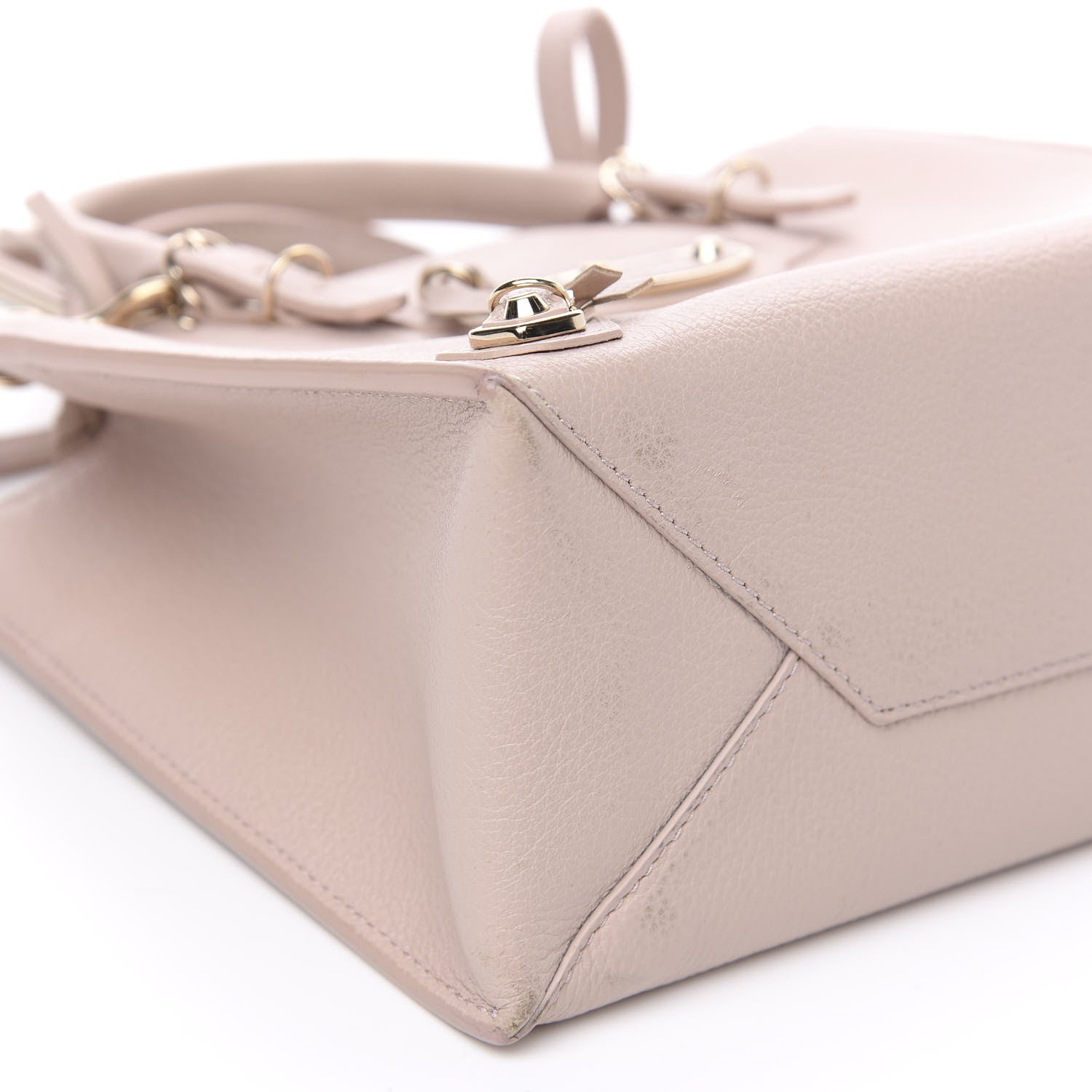 Balenciaga Grained Calfskin Gold Metallic Edge Hardware Papier Mini A4 Tote Rose Des Sables 9 of 10