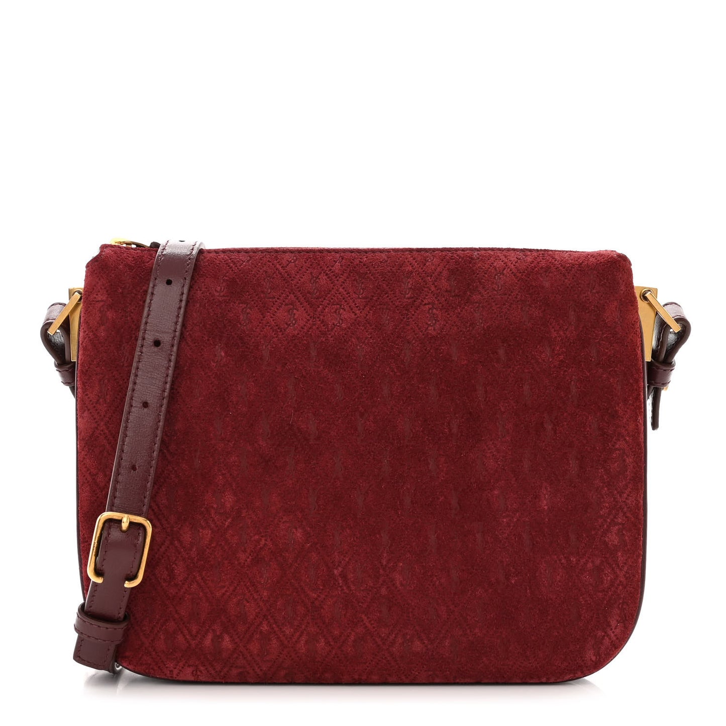 Suede All-Over Monogram Crossbody Burgundy
