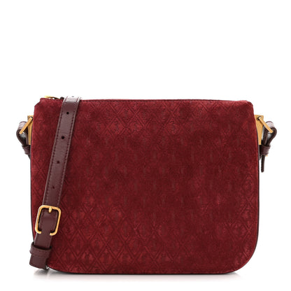 Saint Laurent Suede All-Over Monogram Crossbody Burgundy 1 of 11
