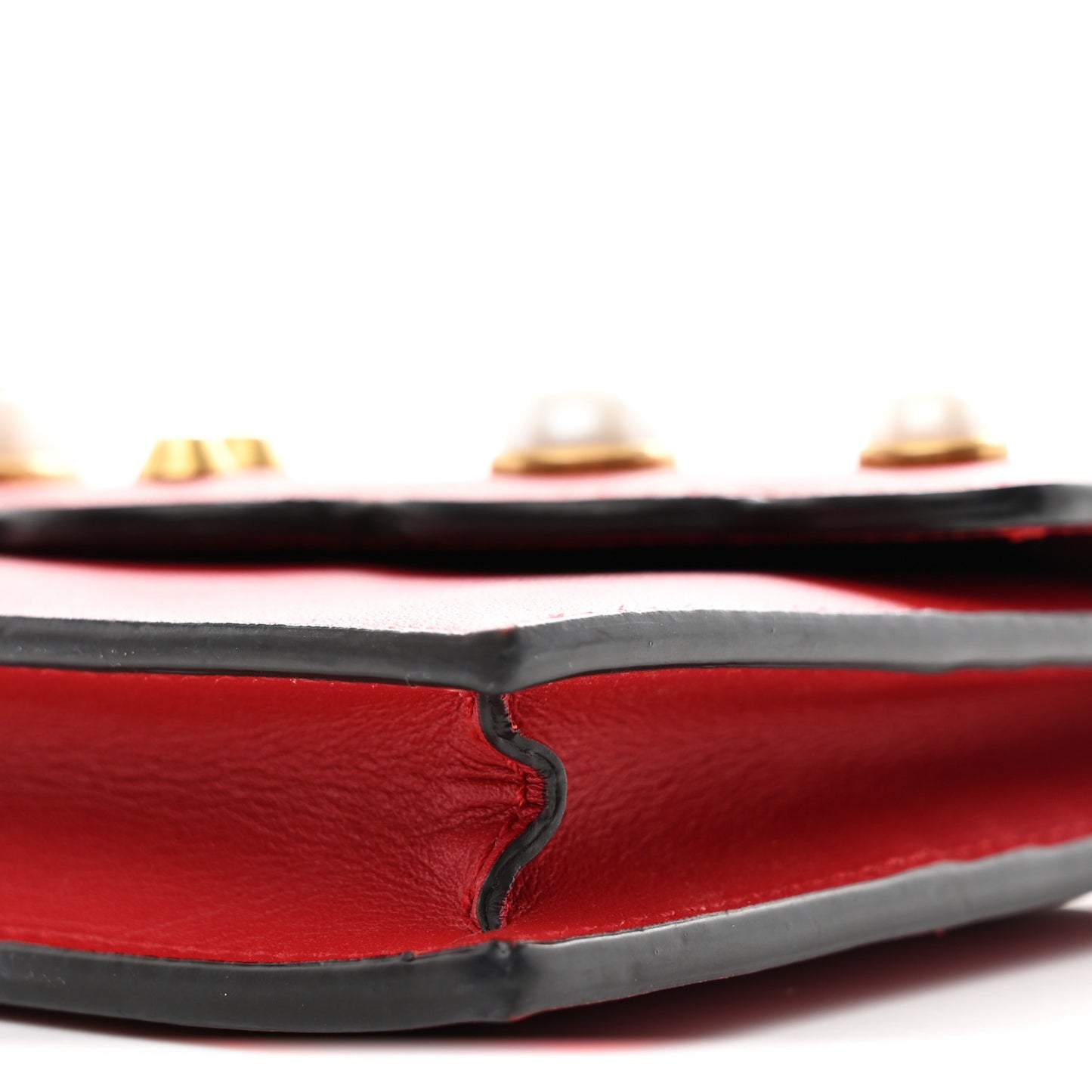Calfskin Mini Peony Pearly Wallet on Chain Red