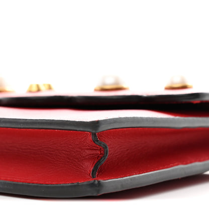 Gucci Calfskin Mini Peony Pearly Wallet on Chain Red 9 of 9