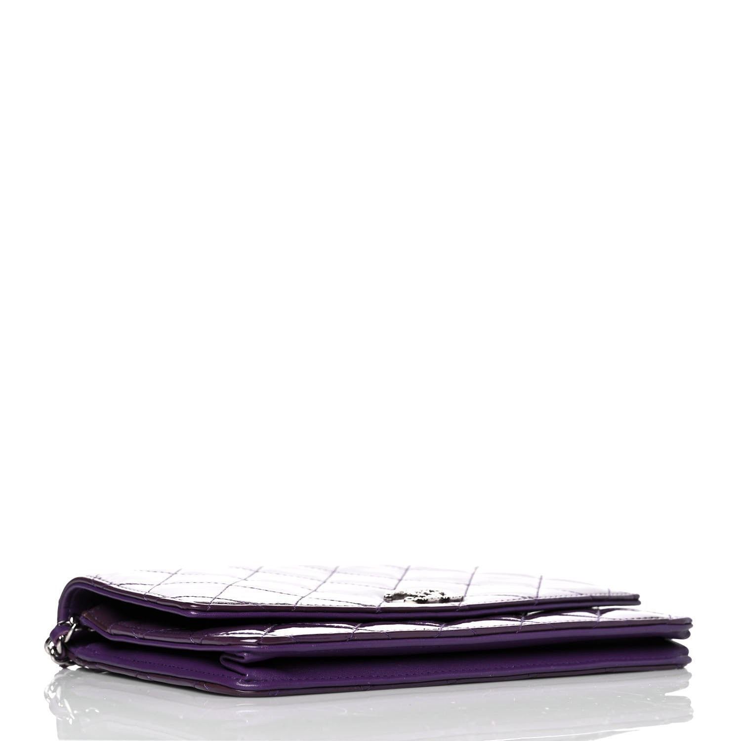 Chanel Patent Quilted Brilliant Wallet On Chain WOC Violet 3 of 11