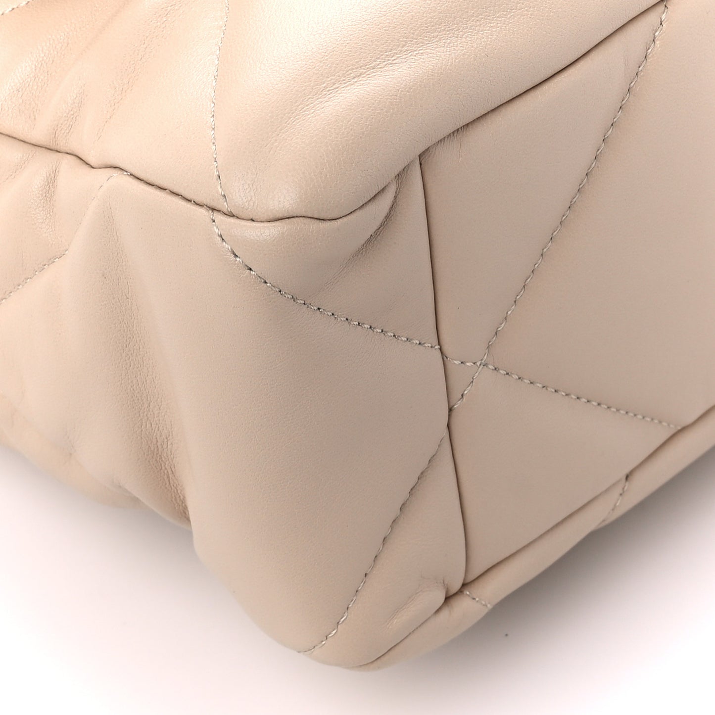 Lambskin Quilted Large Chanel 19 Flap Light Beige